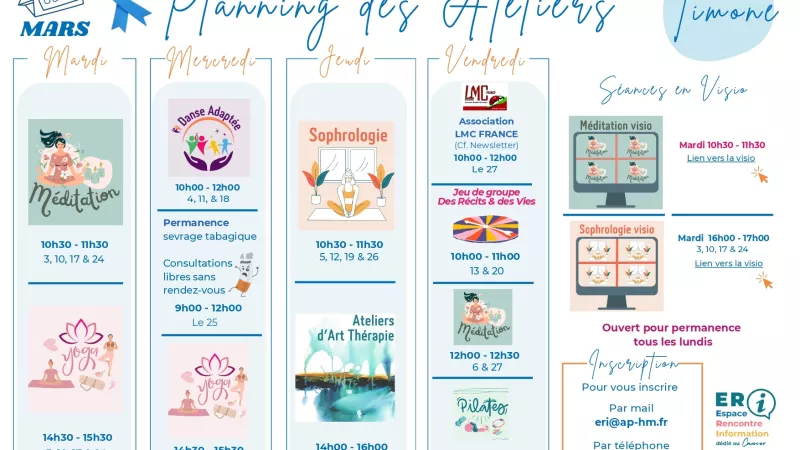 Planning des Ateliers ERI à La Timone