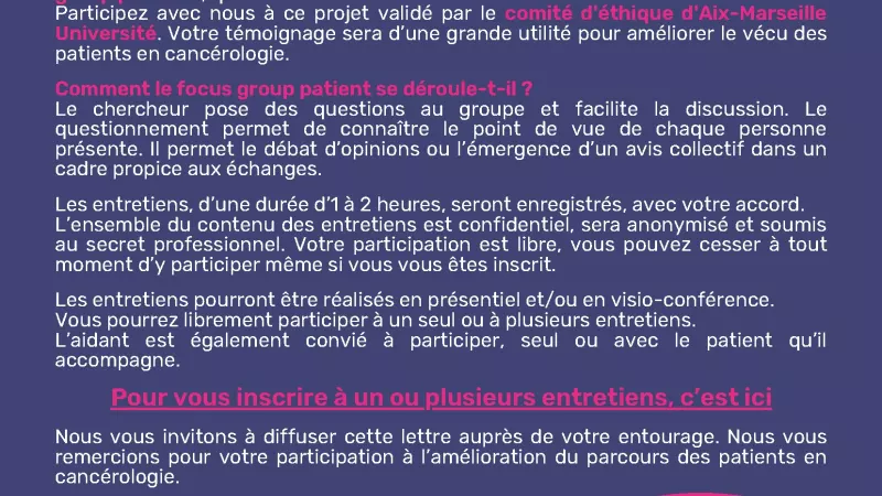 Projet innovant pour améliorer le vécu des patients en cancérologie.