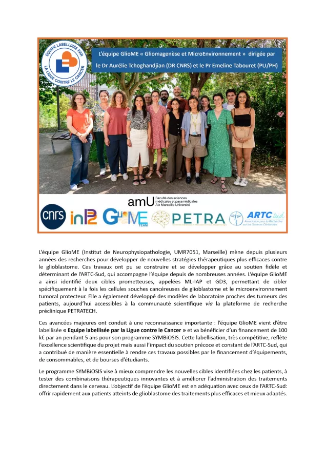 Equipe labellisée par la ligue contre le cancer