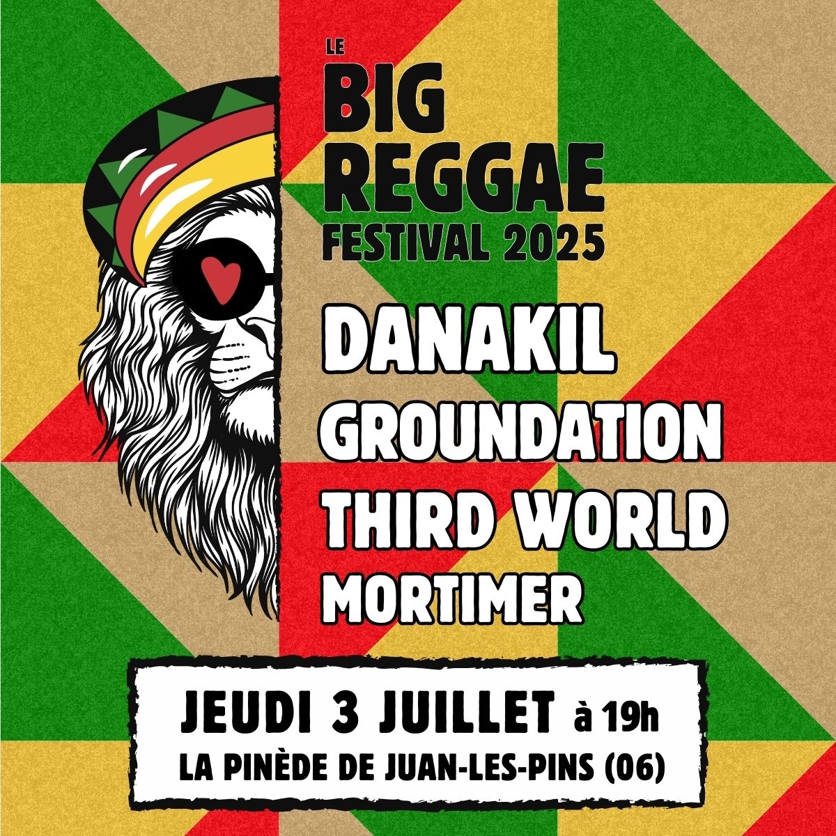 Partenariat avec le Big Reggae Festival à la Pinède d'Antibes Juan-les-Pins. le Jeudi 3 Juillet.